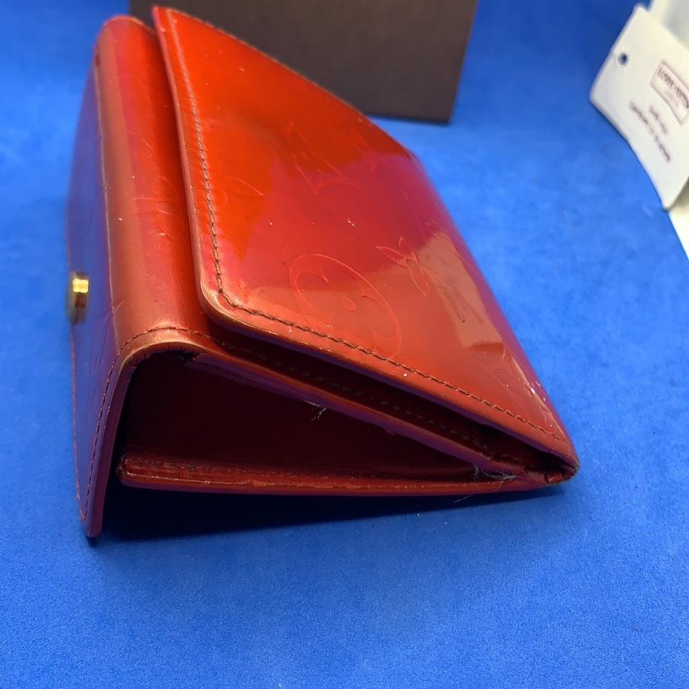 LOUIS VUITTON Vernice Sarah compact orange (ish) red color wallet vintage - Picture 11 of 12